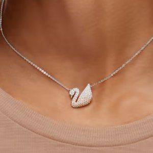 Swarovski Iconic Swan Pendant Necklace  - Beige